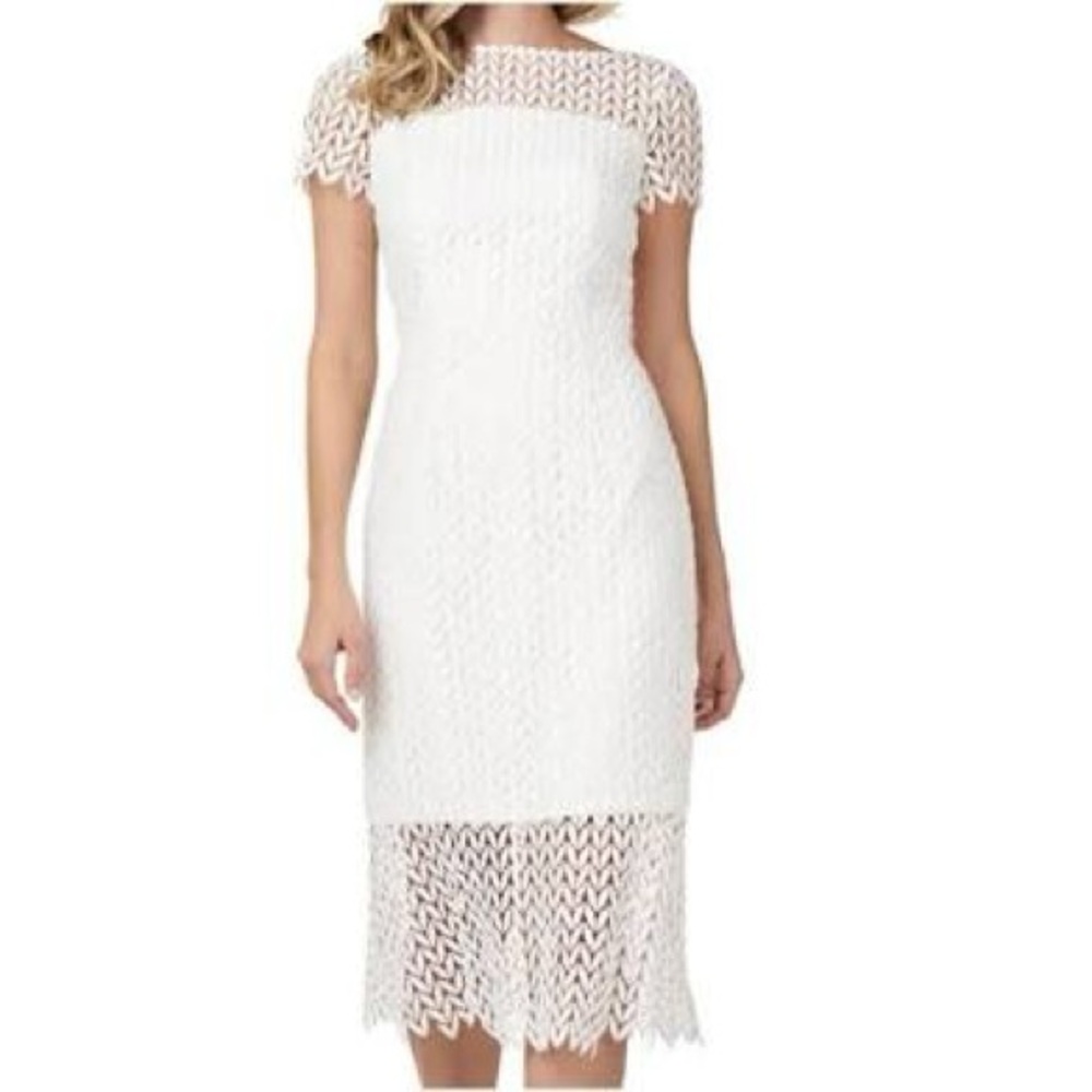 Kay Unger Tatum Lace Sheath Dress Ivory White Size 10 NWT
